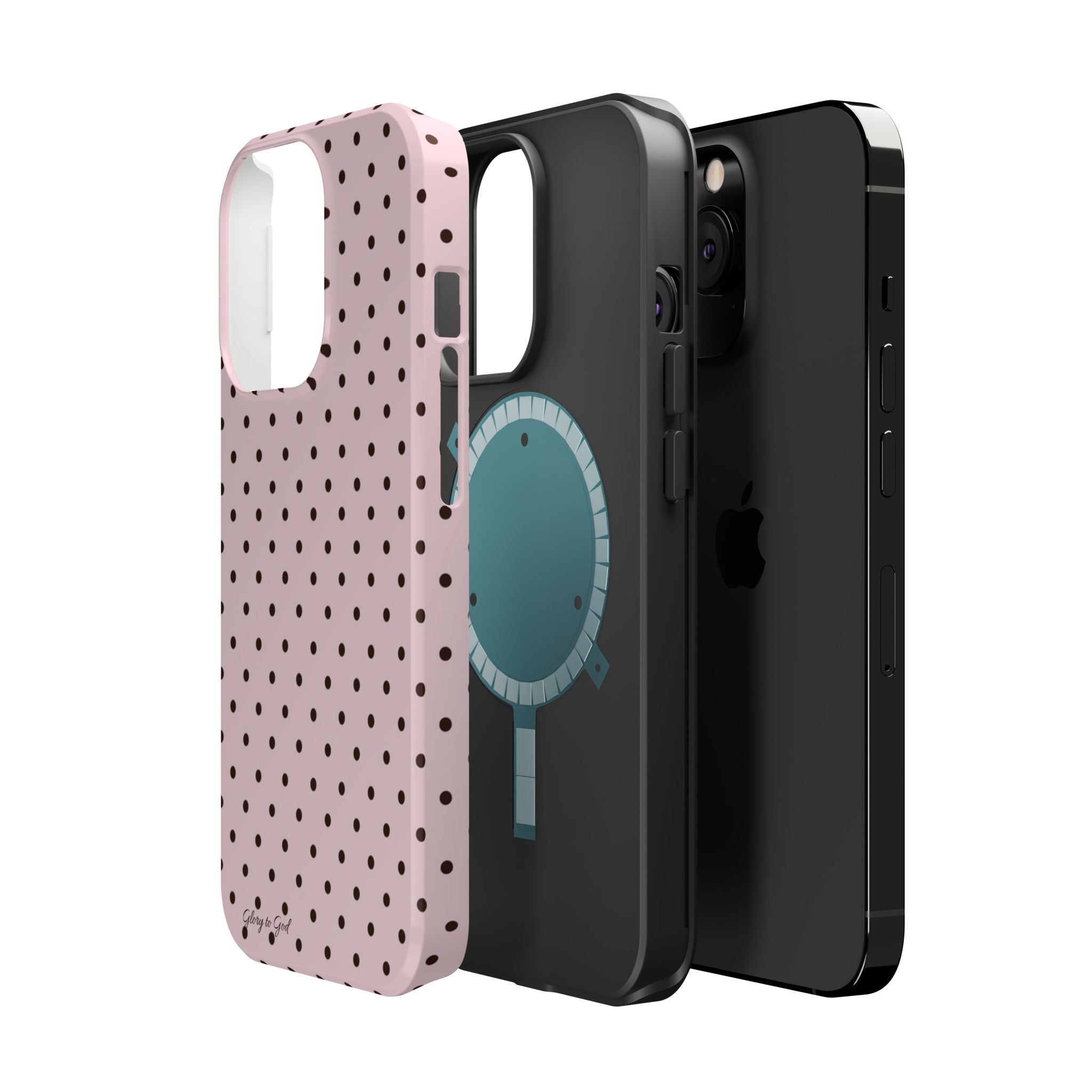 GLORY TO GOD Polka Dot Magnetic Phone Case — Impact-Resistant Protective Cover