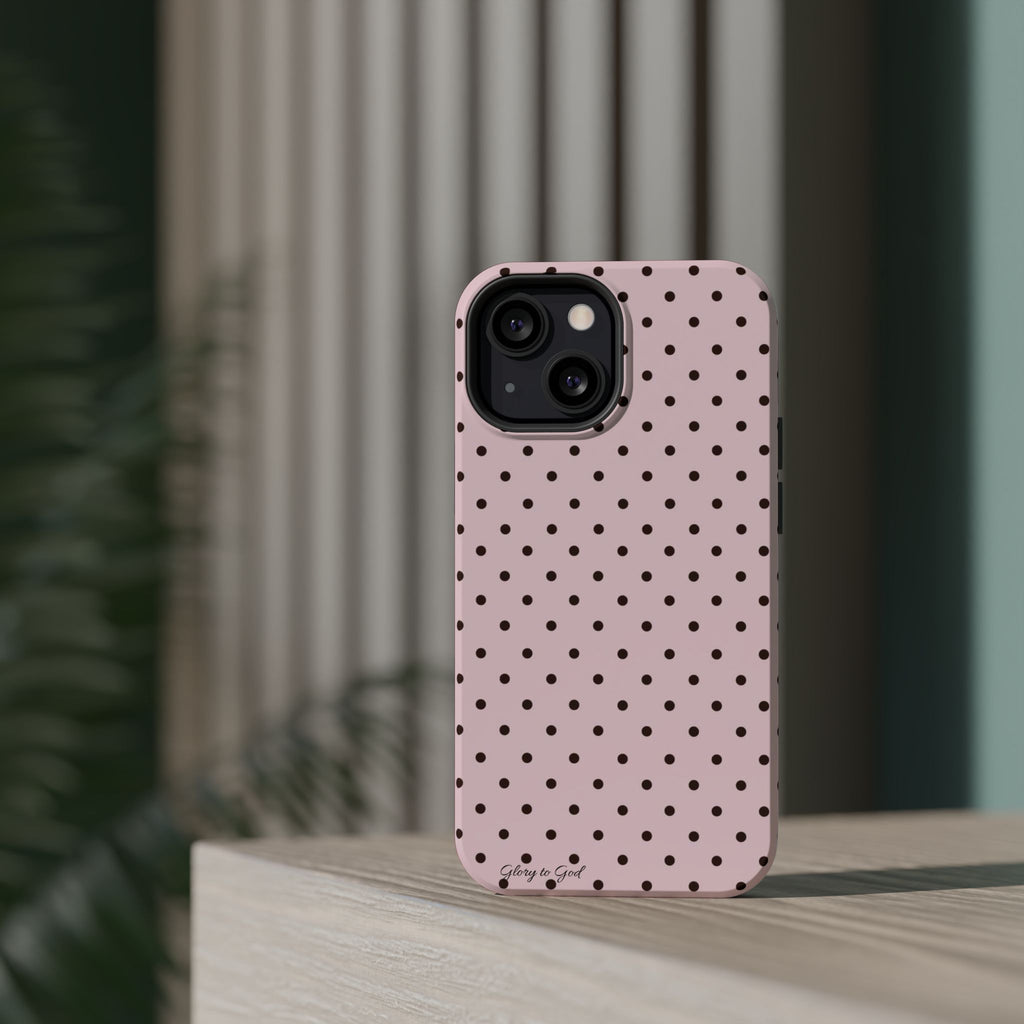 GLORY TO GOD Polka Dot Magnetic Phone Case — Impact-Resistant Protective Cover