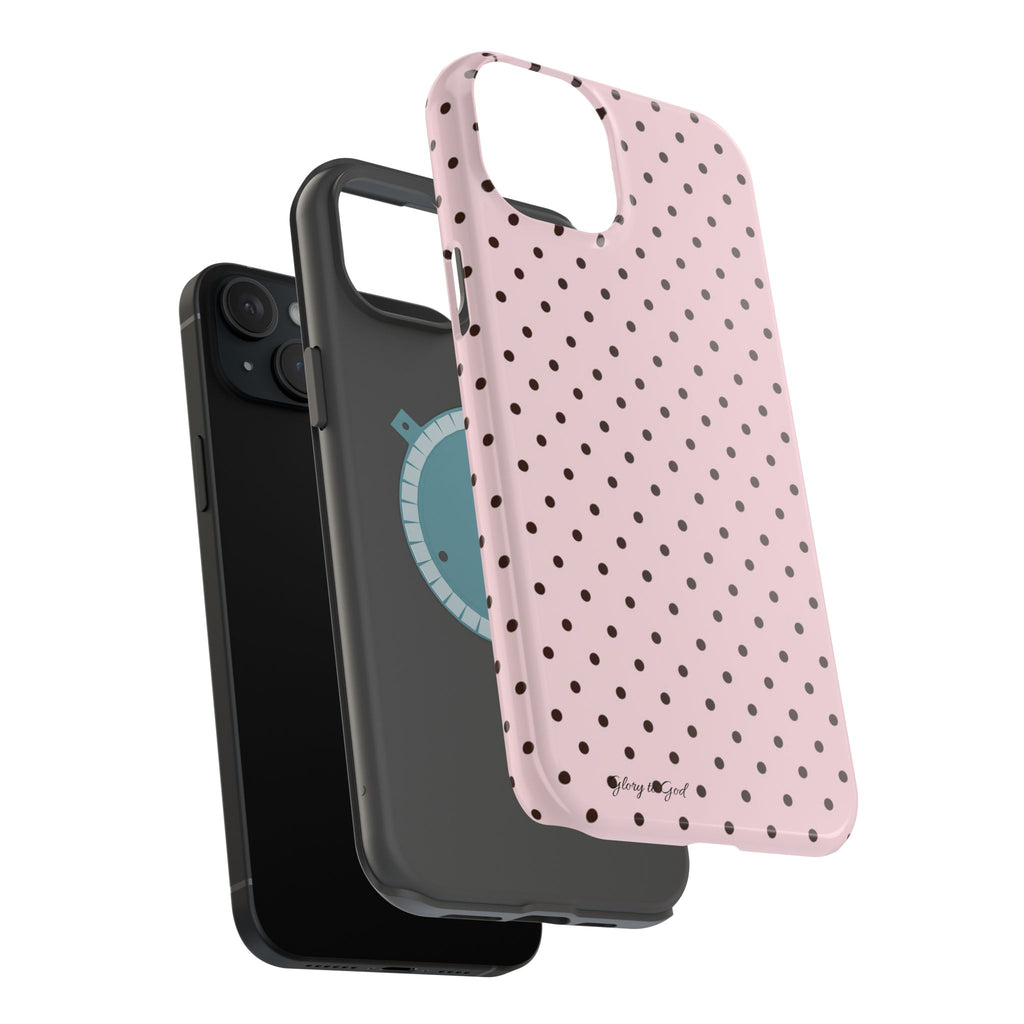GLORY TO GOD Polka Dot Magnetic Phone Case — Impact-Resistant Protective Cover