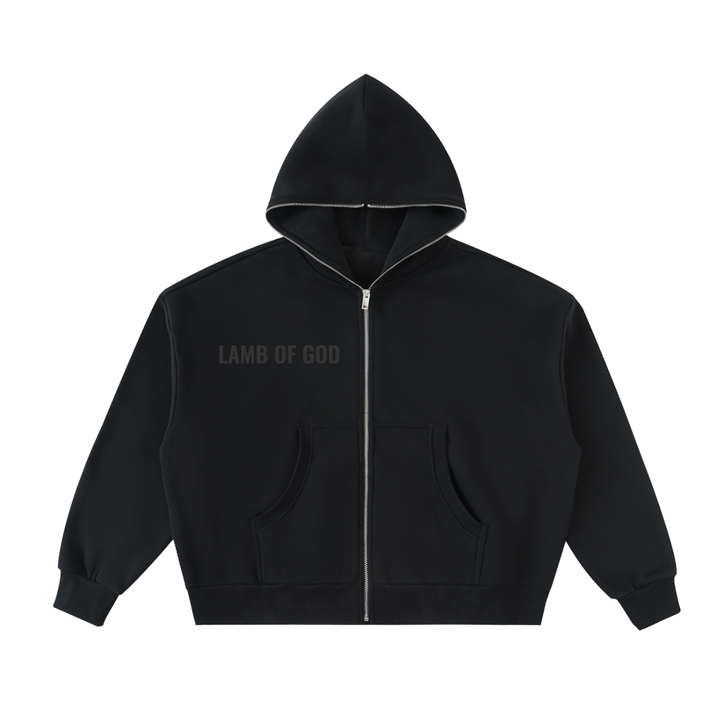 LAMB OF GOD Fleeced Full-Zip Boxy Hoodie