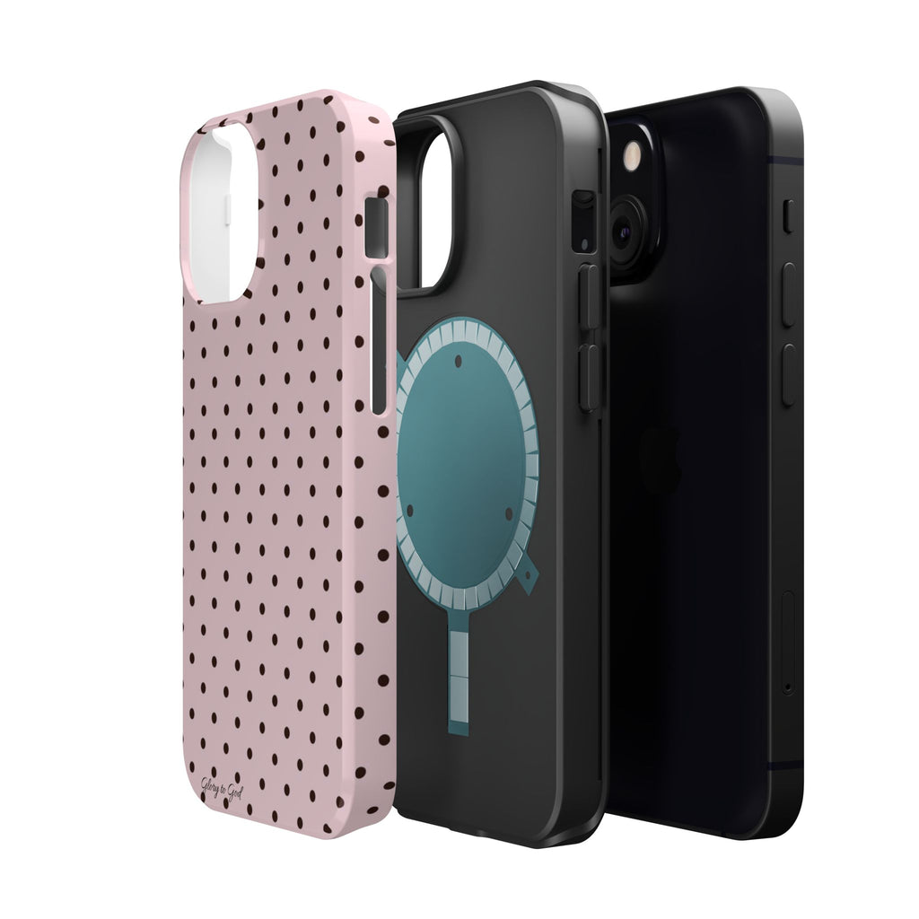 GLORY TO GOD Polka Dot Magnetic Phone Case — Impact-Resistant Protective Cover