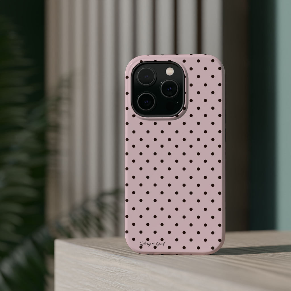 GLORY TO GOD Polka Dot Magnetic Phone Case — Impact-Resistant Protective Cover