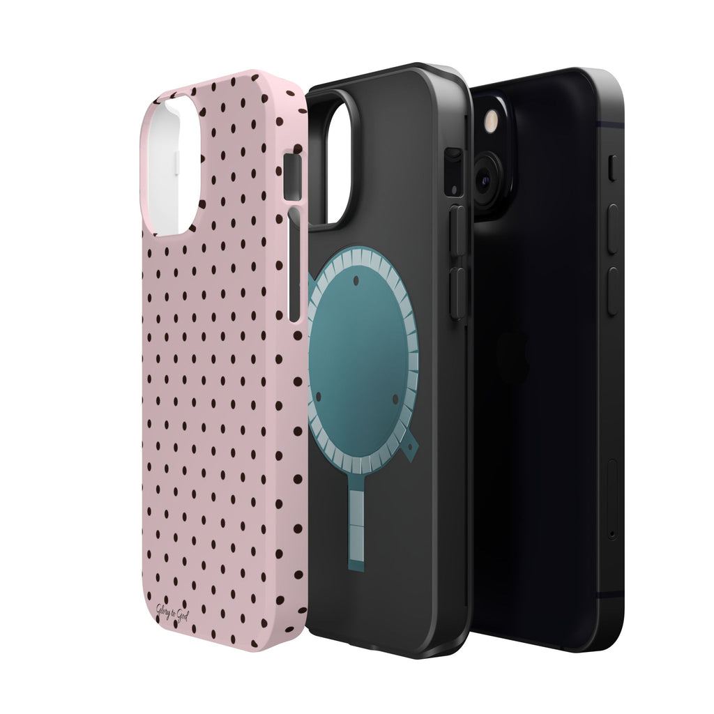 GLORY TO GOD Polka Dot Magnetic Phone Case — Impact-Resistant Protective Cover