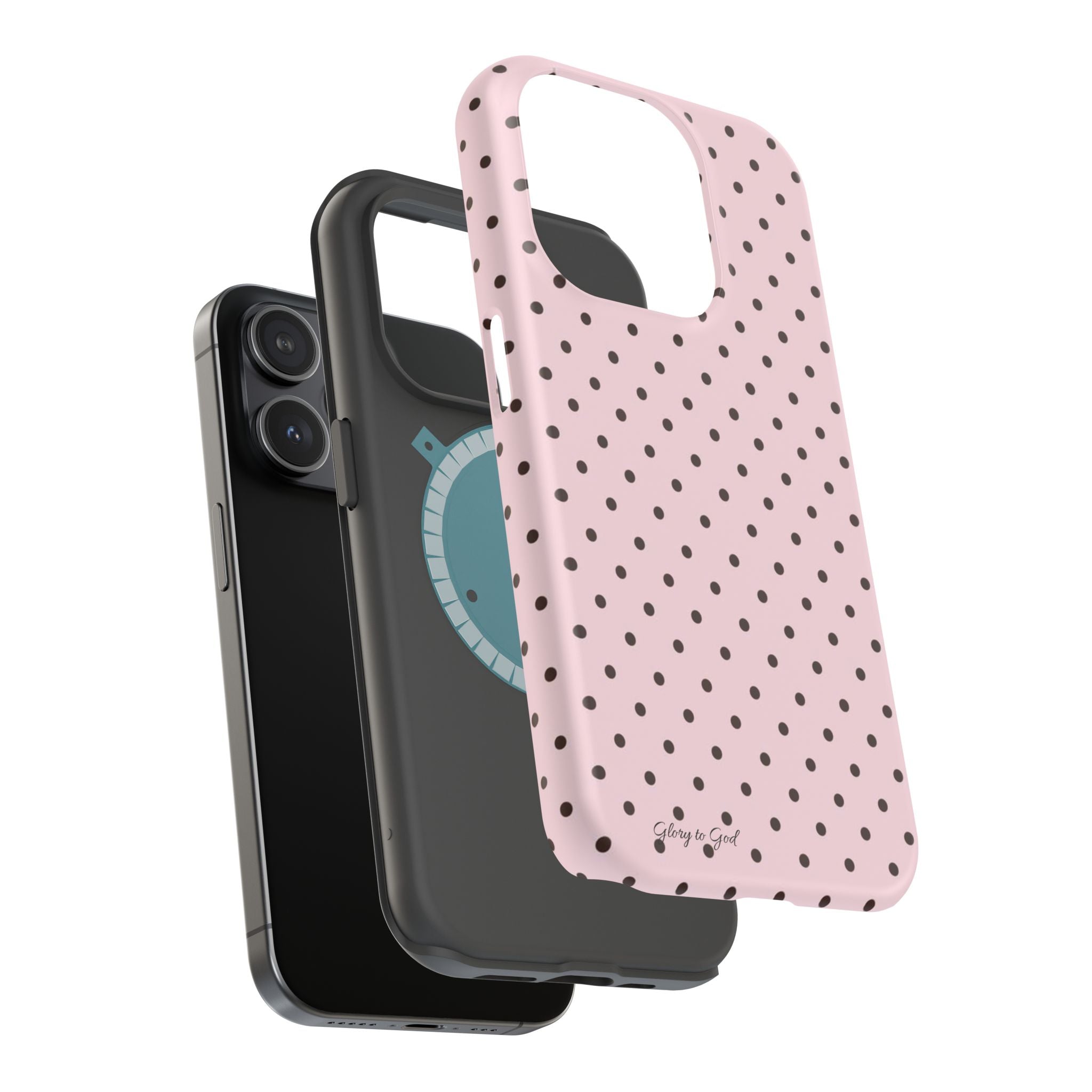 GLORY TO GOD Polka Dot Magnetic Phone Case — Impact-Resistant Protective Cover