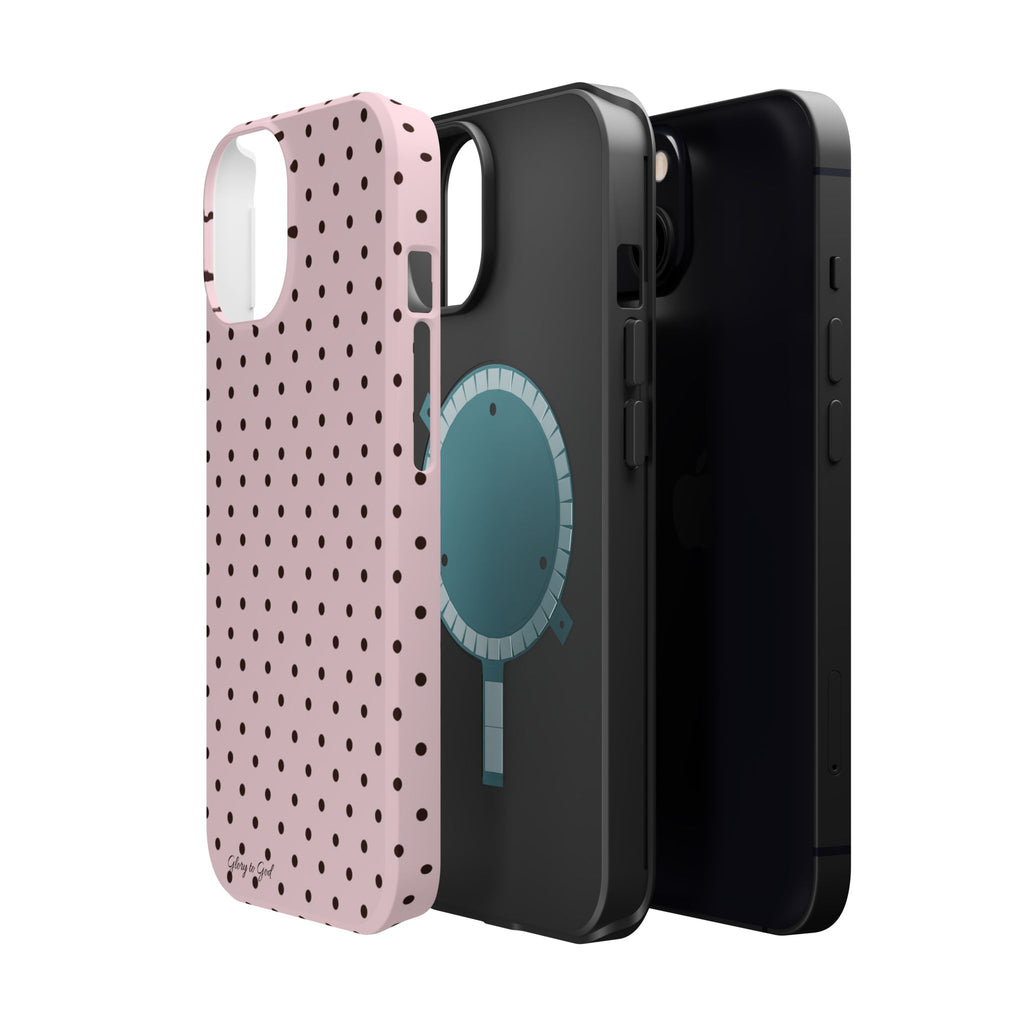 GLORY TO GOD Polka Dot Magnetic Phone Case — Impact-Resistant Protective Cover