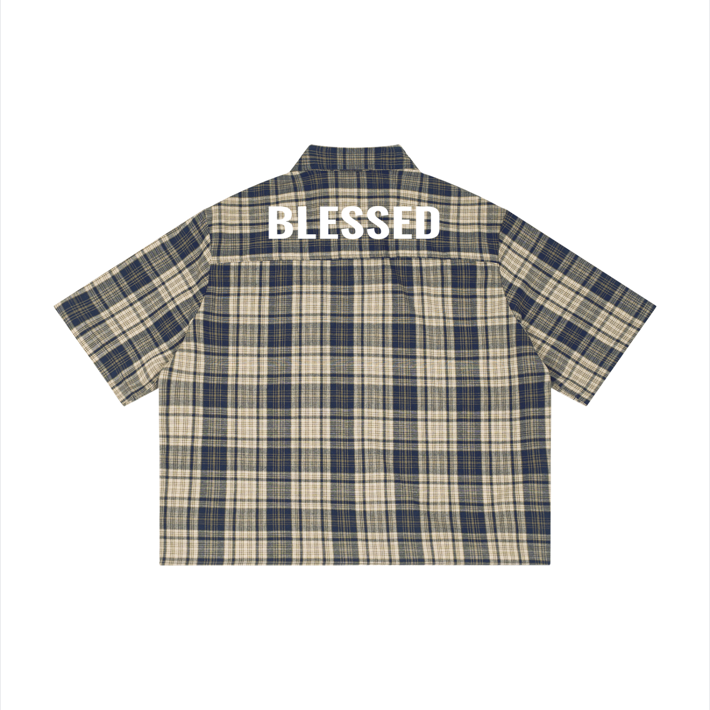 BLESSED Unisex Plaid Boxy Short Sleeve Shirt