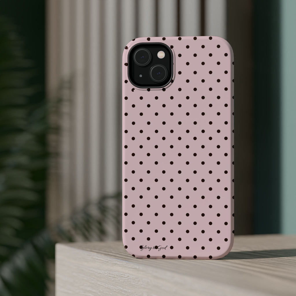 GLORY TO GOD Polka Dot Magnetic Phone Case — Impact-Resistant Protective Cover