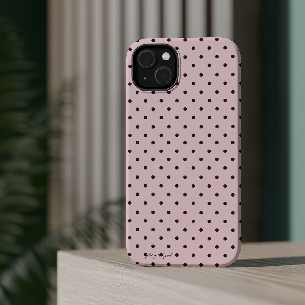 GLORY TO GOD Polka Dot Magnetic Phone Case — Impact-Resistant Protective Cover