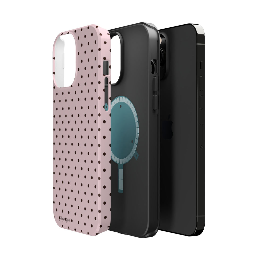 GLORY TO GOD Polka Dot Magnetic Phone Case — Impact-Resistant Protective Cover