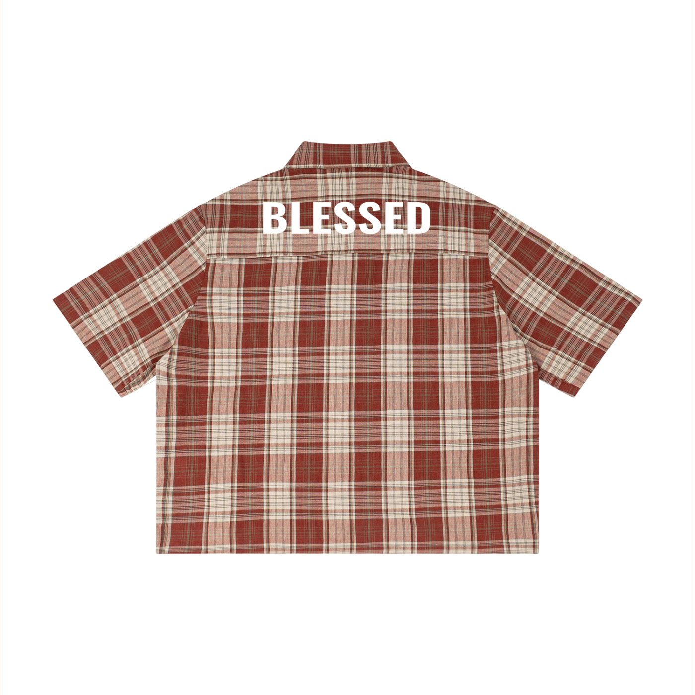 BLESSED Unisex Plaid Boxy Short Sleeve Shirt
