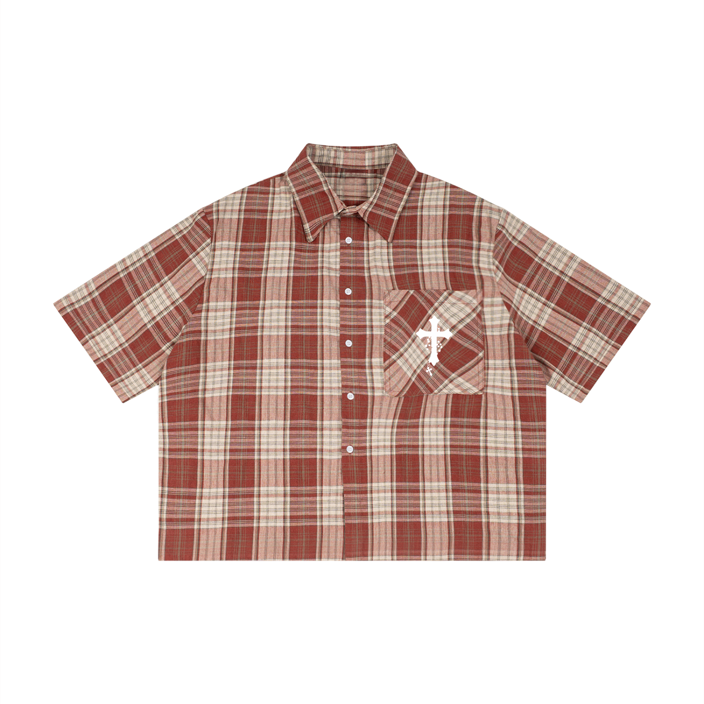 BLESSED Unisex Plaid Boxy Short Sleeve Shirt